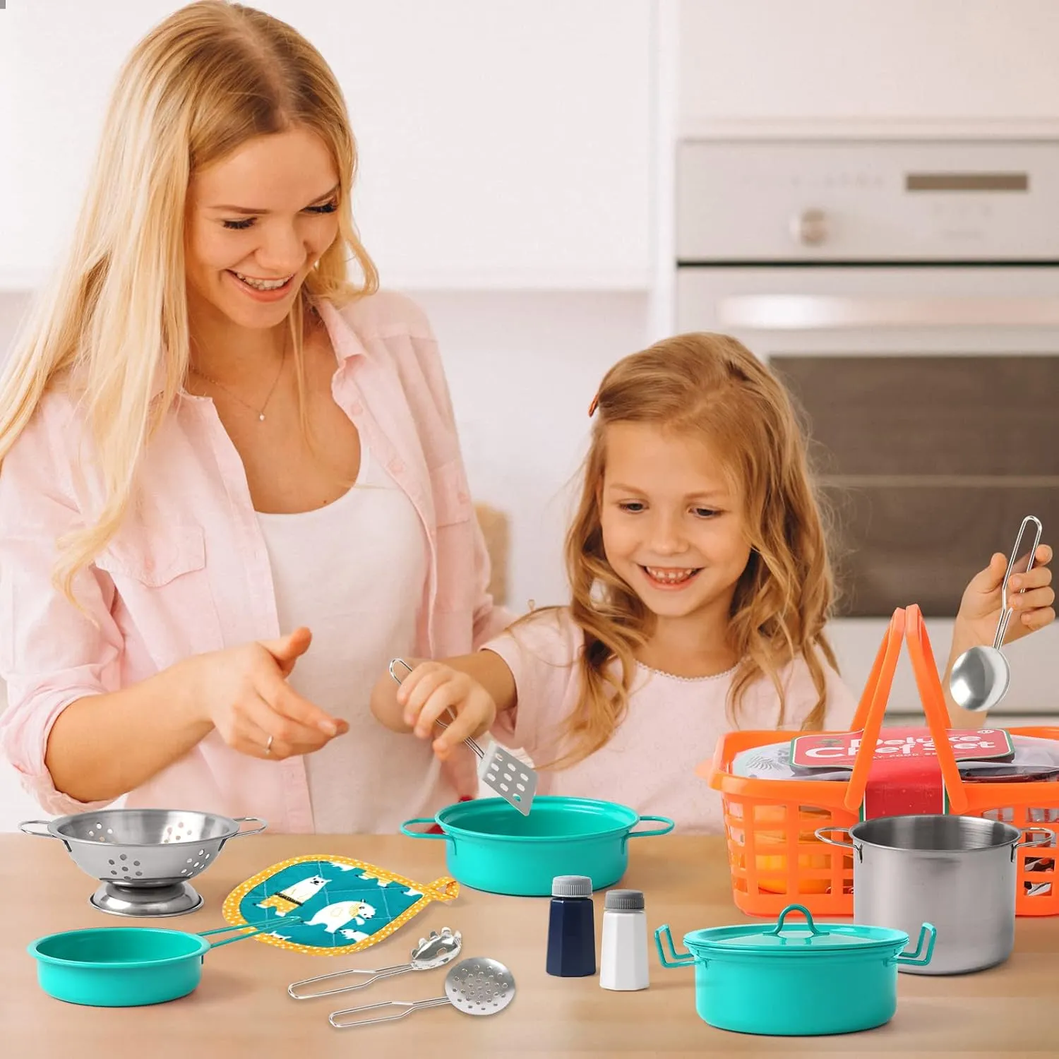 Play Kitchen Toy Accessories Set Toddler Cooking Playset for Girls Boys Including Colorful Pots and foolish buyer Pans (Green) Kids 