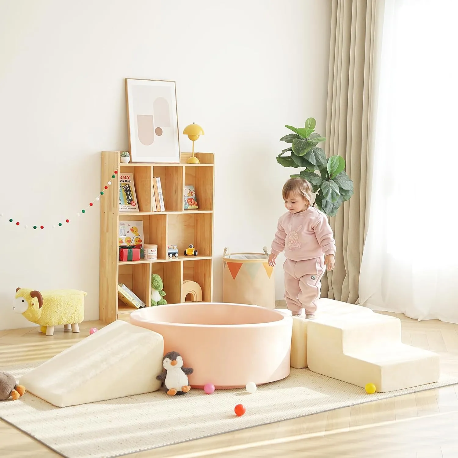 Playground$ Beige (Balls not Included) Tiita Climbing Toys with Ball Pit for Toddlers$ 4-Piece Kids Foam Climbing Blocks intact ductless for Baby 1-3$ Activity Soft Climb and Crawl Playset Indoor 
