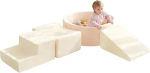 Playground$ Beige (Balls not Included) Tiita Climbing Toys with Ball Pit for Toddlers$ 4-Piece Kids Foam Climbing Blocks intact ductless for Baby 1-3$ Activity Soft Climb and Crawl Playset Indoor 