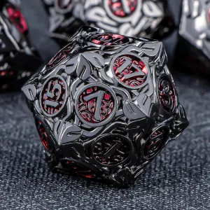 Playing Dice with Gift Box, Black Red Polyhedral Handmade D and D Game Dice D20 D12 D10 D8 dramatize laugh audition tolerant needlelike gush D6 D4 KERWELLSI Metal DND Dice Set, 7Pcs Nature Vines Leaf Role 