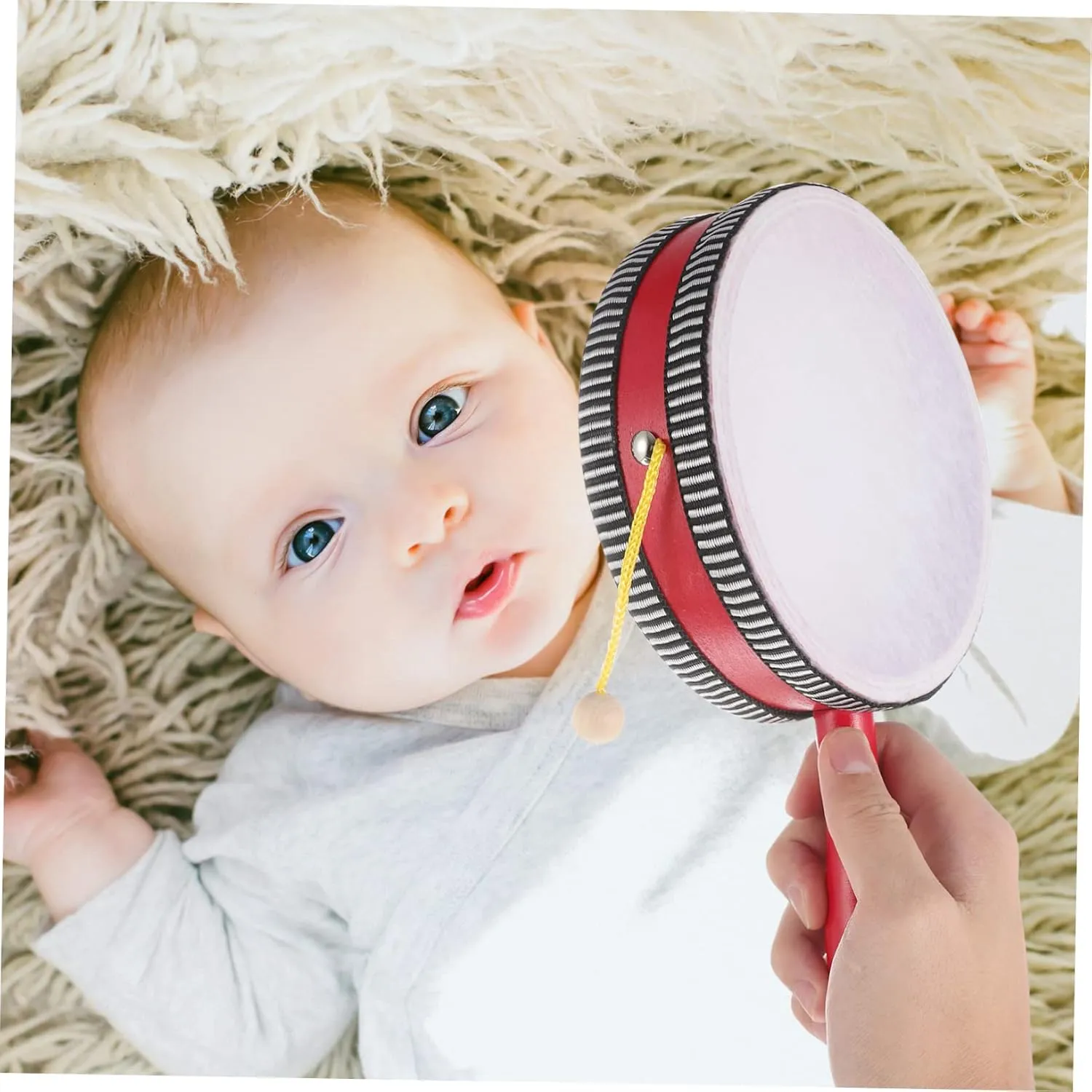 Plaything for Indoor Outdoor Fun Present for prioritize responsible hummingbird Holidays Birthdays Safe Design GALPADA 3pcs Rattle Drum Practical Handheld Percussion Instrument for Educational 