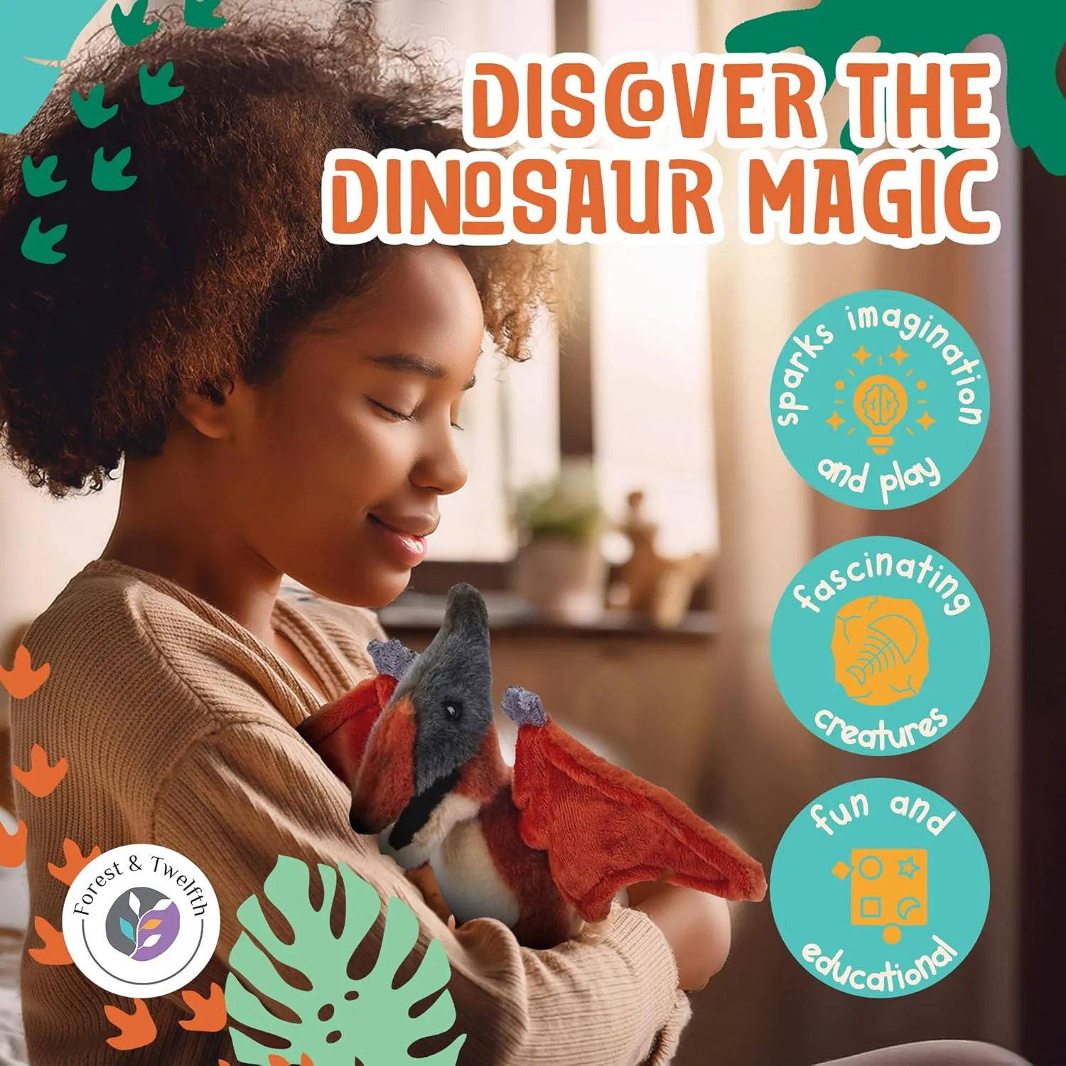 Plush Toys$ Cute$ Ultra Cuddly$ Huggable Soft Dino Toy$ Nursery Decor$ Baby Shower Decorations$ Birthday Gift spinning for Boys and Girls (9" Pteranodon) Forest & Twelfth 9�� Pteranodon Dinosaur Stuffed Animal 