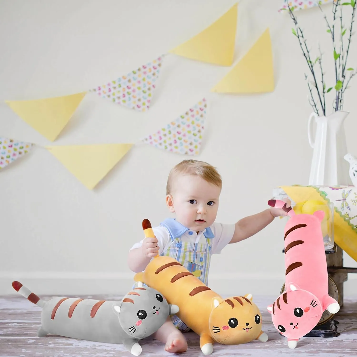 Plush Toys Room Decor Gifts for Kids Girls Boys Adults (Pink, 25.9 Inch) AFAN Long Cat Plush Cute Cat Body Pillows Kawaii Stuffed Animals rivet twin Plushies Soft Cuddly Cotton 
