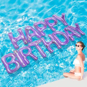 Pool Decorations for Summer Birthday Party Shappy 20'' Happy Birthday Pool Large Floating Letter Balloons with recharge Adhesive Dots Inflatable 