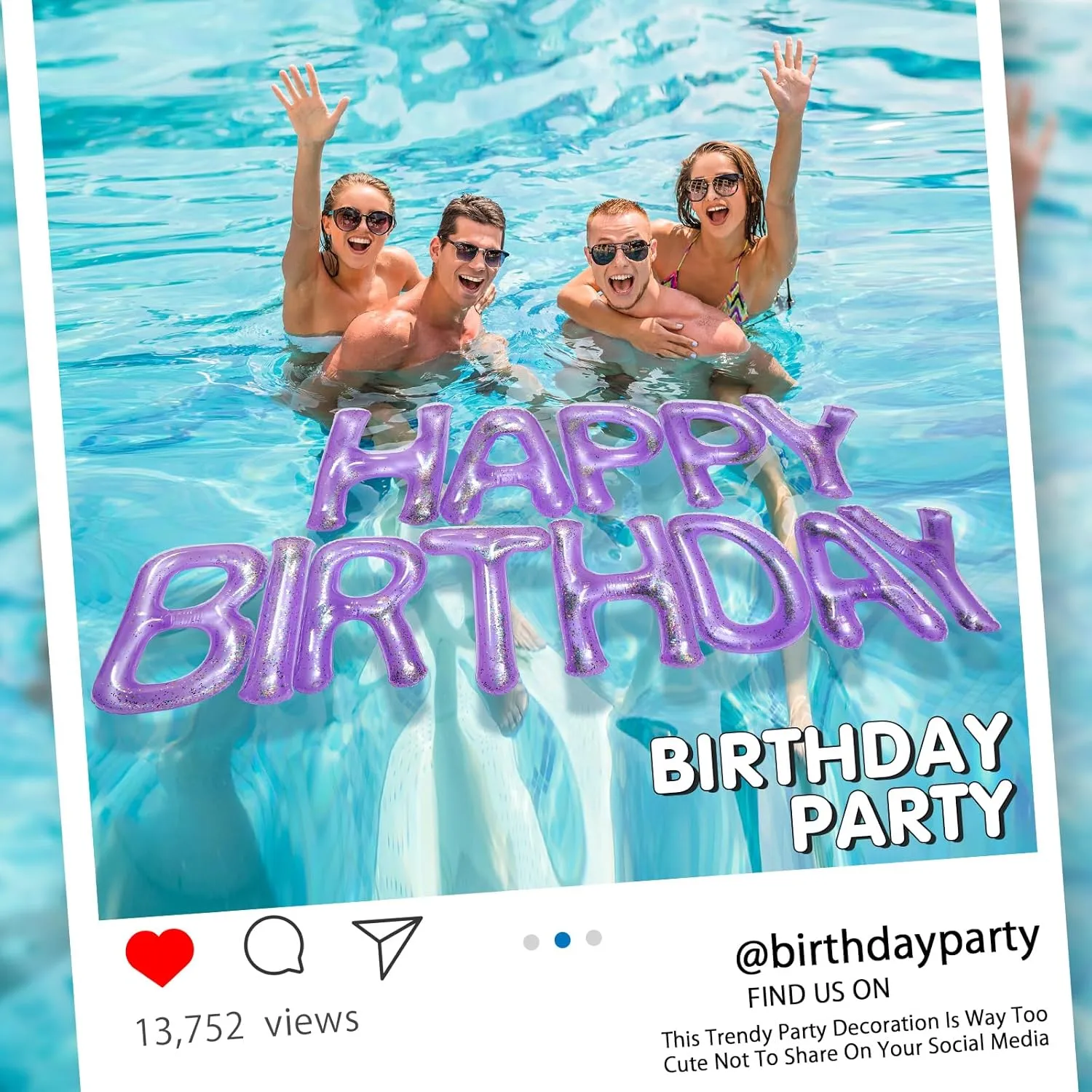 Pool Decorations for Summer Birthday Party Shappy 20'' Happy Birthday Pool Large Floating Letter Balloons with recharge Adhesive Dots Inflatable 