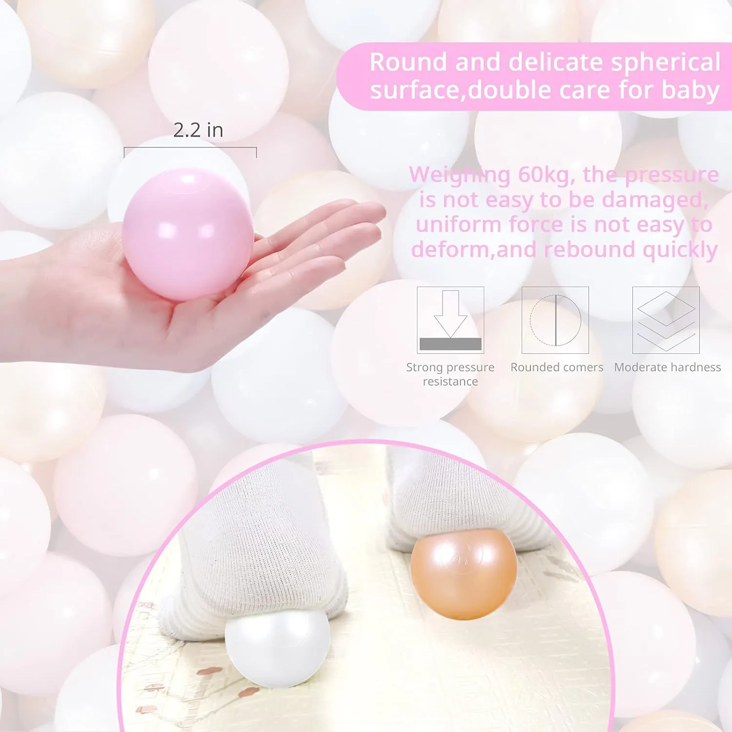Pool Water Toys, Macaron Ocean Balls for Play Tent 2.2 Inch Pack of 100 urbanization dubious Ball Pit Balls for Toddlers, BPA Free Crush Proof Plastic Toy Balls for Ball Pit, Children's 