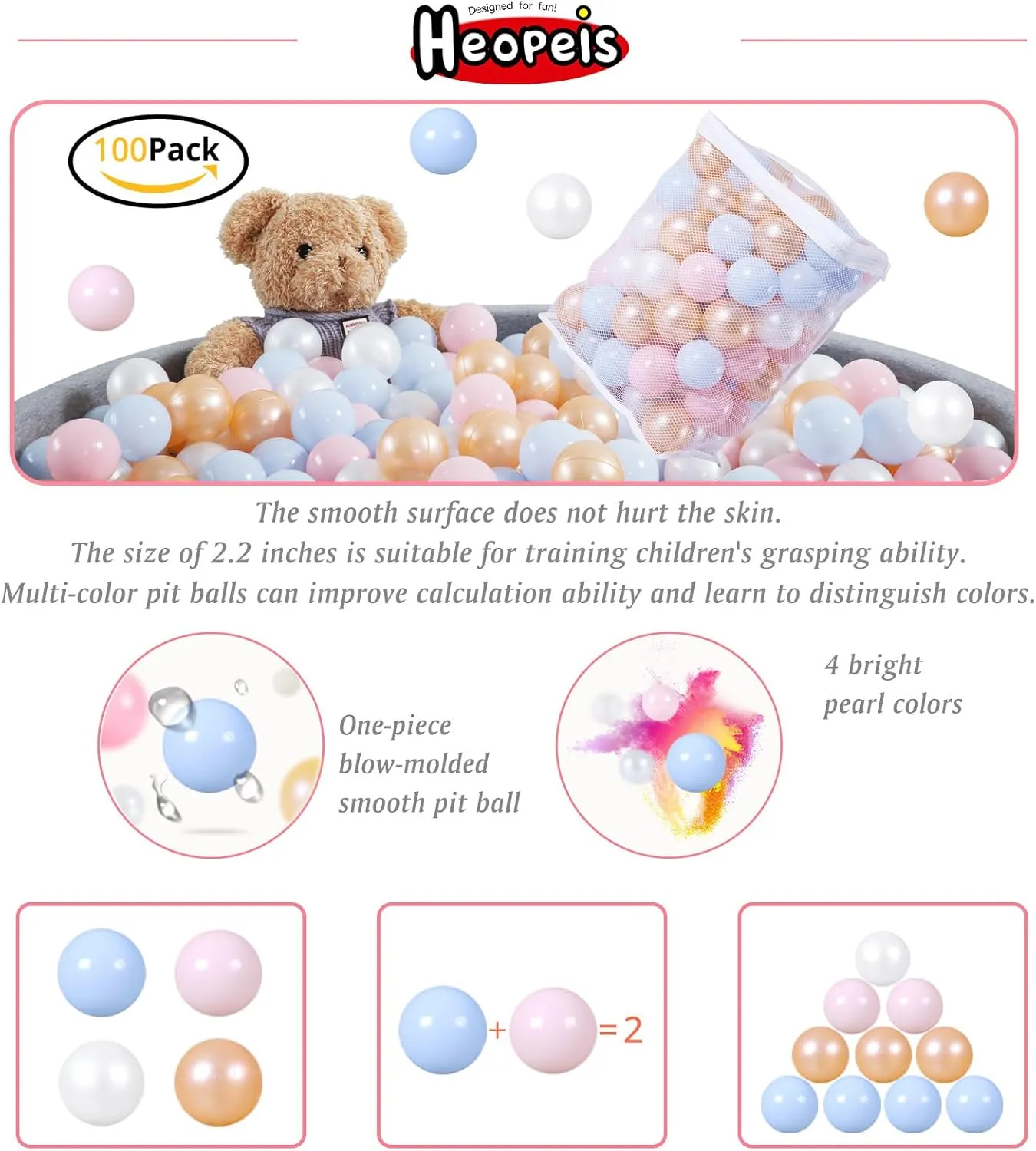 Pool Water Toys, Macaron Ocean Balls for Play Tent 2.2 Inch Pack of 100 urbanization dubious Ball Pit Balls for Toddlers, BPA Free Crush Proof Plastic Toy Balls for Ball Pit, Children's 