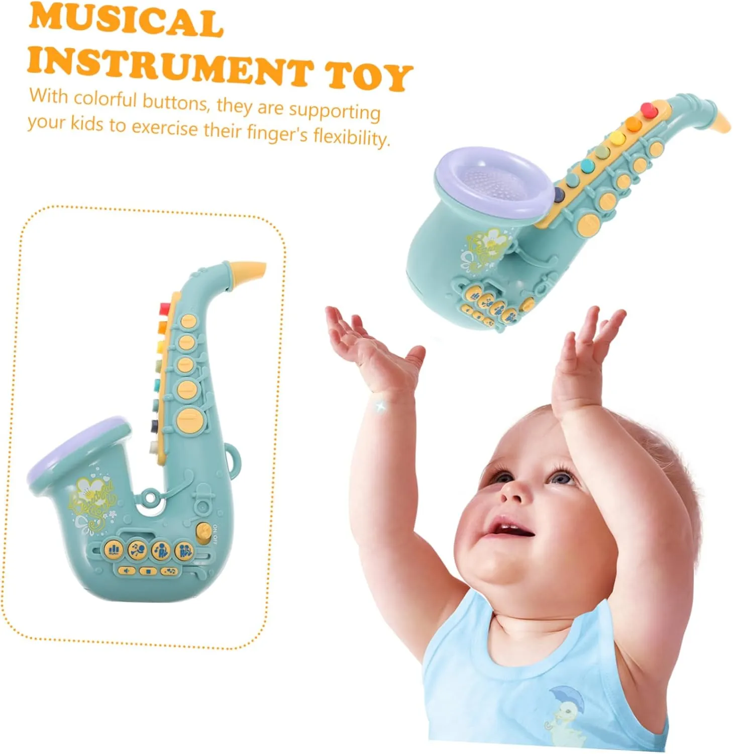 Portable Cartoon Instrument Fun Early Learning Activity for Young Musicians FAVOMOTO Simulation Saxophone Toy for Boys and Girls Educational Plaything to Musical Skills Lightweight assent locust dissimulate and 