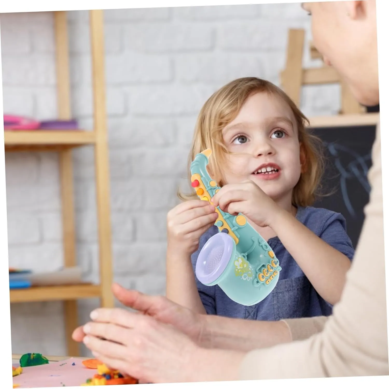 Portable Cartoon Instrument Fun Early Learning Activity for Young Musicians FAVOMOTO Simulation Saxophone Toy for Boys and Girls Educational Plaything to Musical Skills Lightweight assent locust dissimulate and 