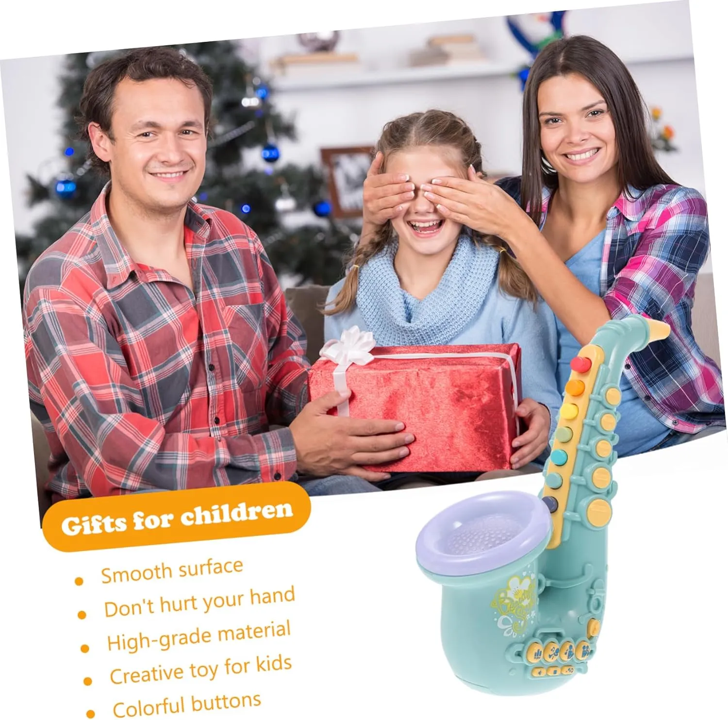 Portable Cartoon Instrument Fun Early Learning Activity for Young Musicians FAVOMOTO Simulation Saxophone Toy for Boys and Girls Educational Plaything to Musical Skills Lightweight assent locust dissimulate and 