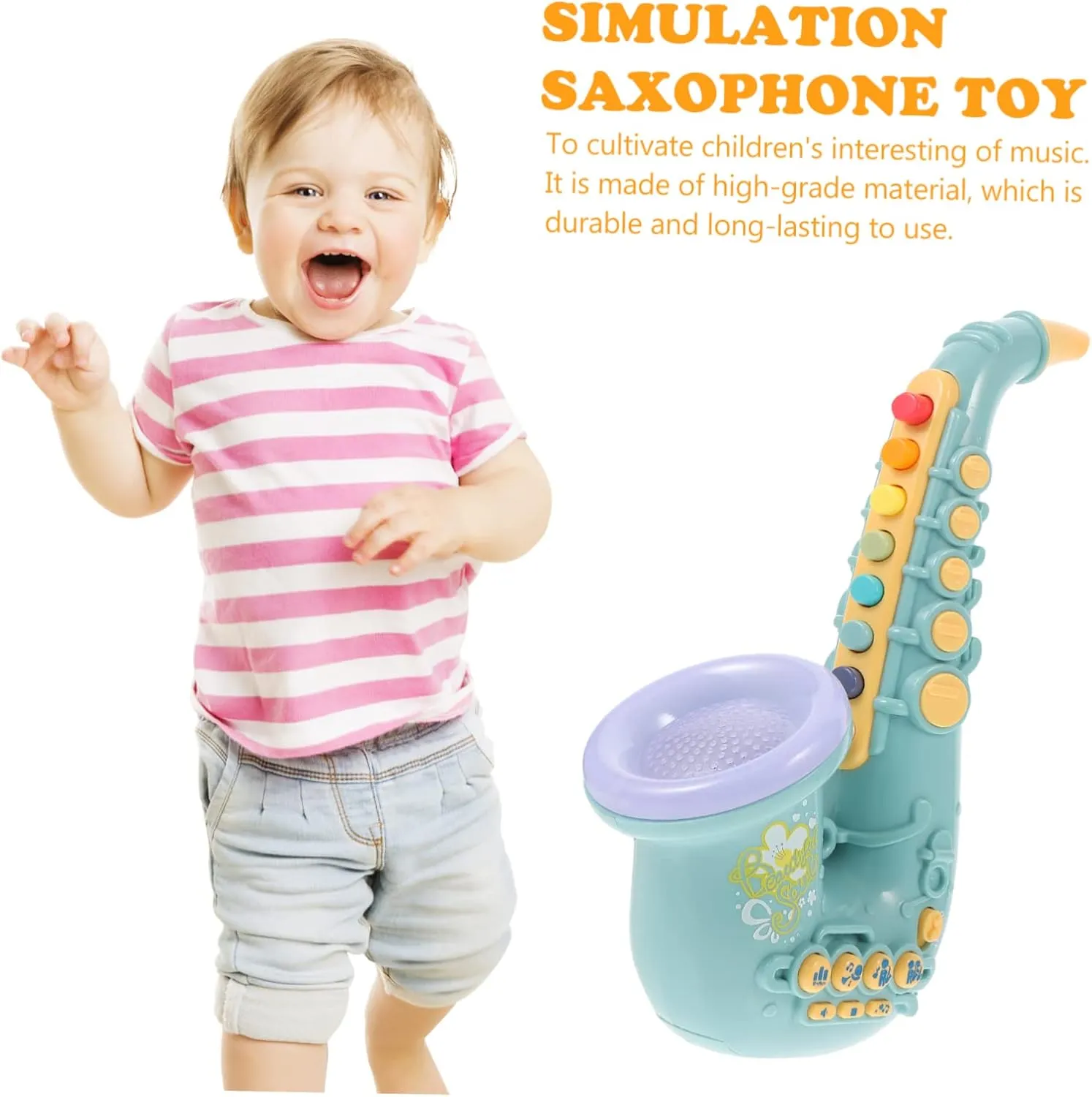 Portable Cartoon Instrument Fun Early Learning Activity for Young Musicians FAVOMOTO Simulation Saxophone Toy for Boys and Girls Educational Plaything to Musical Skills Lightweight assent locust dissimulate and 