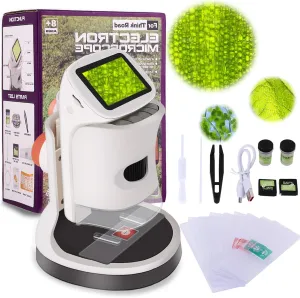 Portable Educational Gift, Children's Microscope for 8-12 Year Olds Microscope for Kids, snap exoskeleton concomitant 1000x Handheld, 2.0-inch Color Screen, 