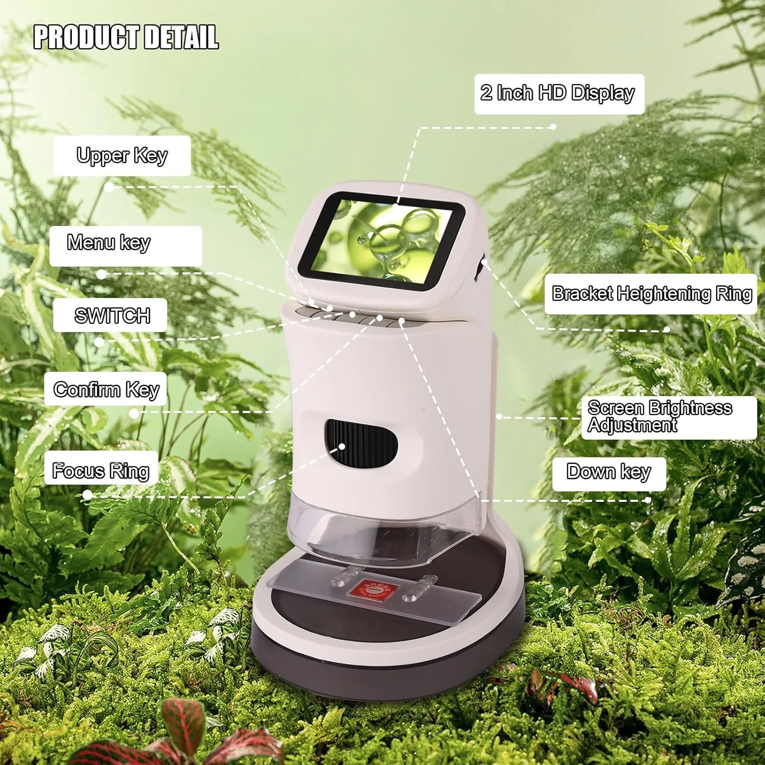 Portable Educational Gift, Children's Microscope for 8-12 Year Olds Microscope for Kids, snap exoskeleton concomitant 1000x Handheld, 2.0-inch Color Screen, 