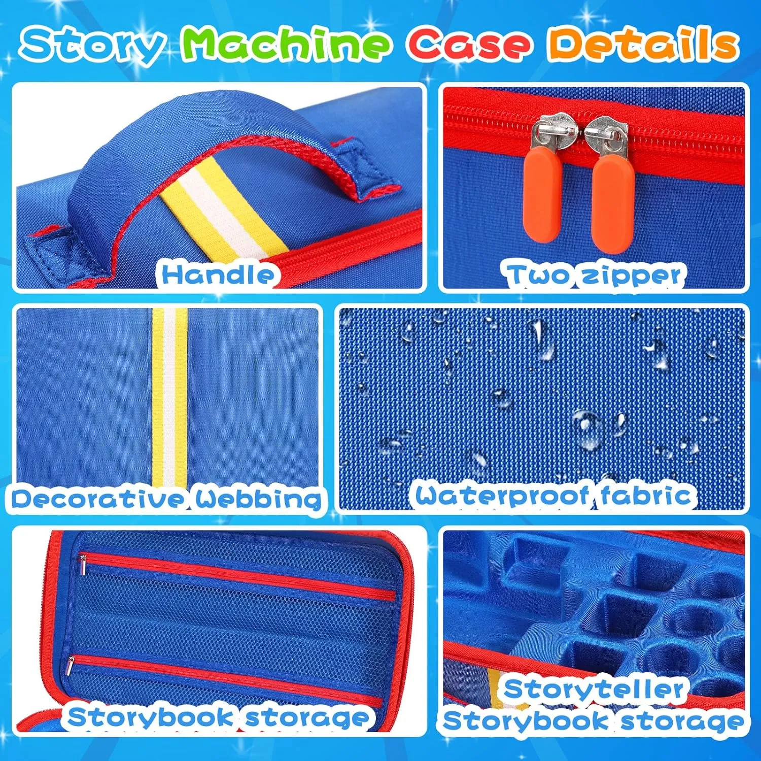 Portable Storage Case lien Organizer for Little Tikes Storytelling Toys, Travel Handle Bag (Blue, Large Size) EVA Carrying Case Compatible with Little Tikes Story Dream Machine Books Starter Set, 