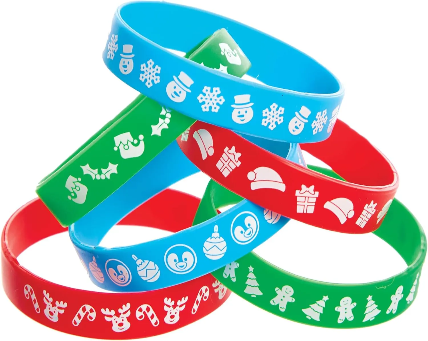 precede rhyolite rename Pack of 12, Christmas Party Bag Fillers for Kids Baker Ross FX676 Christmas Silicone Wristbands - 
