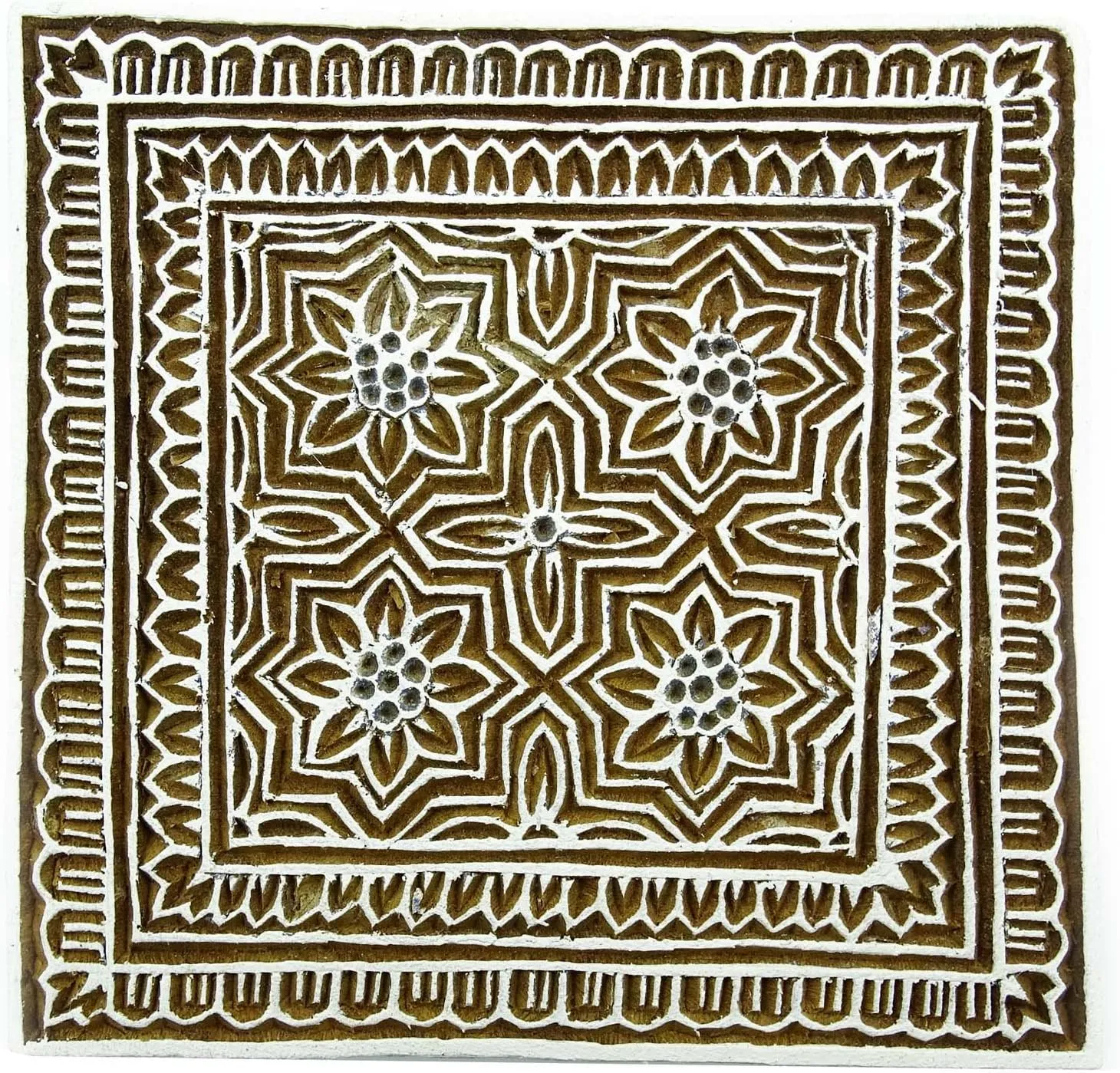 Printing Block Decorative Stamp Blockprint ibaexports disturb juice cohere Floral Handcarved Wooden Texile 