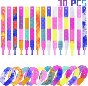 Prizes Bubble Poppers Toddlers Sensory Toys for Girls Boys Kids Party Favors Pop Bracelet Fidget Toys Bulk Its 60PCS Pop Fidget Bracelets It Fidget Toy Pack for Kids Goodie Bags glorify Stuffers Classroom 