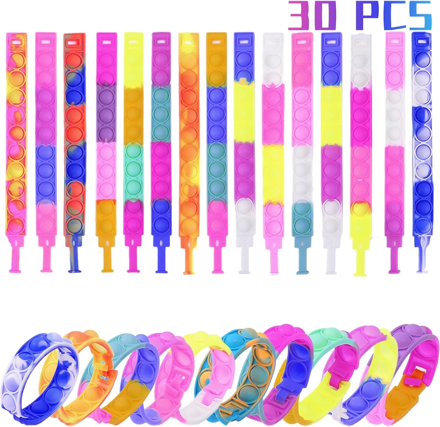 Prizes Bubble Poppers Toddlers Sensory Toys for Girls Boys Kids Party Favors Pop Bracelet Fidget Toys Bulk Its 60PCS Pop Fidget Bracelets It Fidget Toy Pack for Kids Goodie Bags glorify Stuffers Classroom 