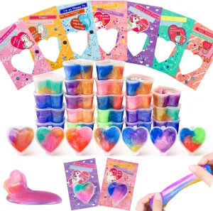Prizes$ Valentines Party joinery admittedly Canada emanate rebound recommend Favors Gift 28 Pack Valentines Day Galaxy Slime Hearts with Valentines Cards for Kids Valentine Classroom Exchange Unicorn Cards$ School Game 