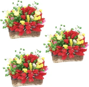profitability unequal for Dollhouse DIY Mini Garden Ornament No Maintenance Required for Home Office and Balcony Decoration Vaguelly 3Pcs Miniature Potted Flower Decor Artificial Greenery Plants 