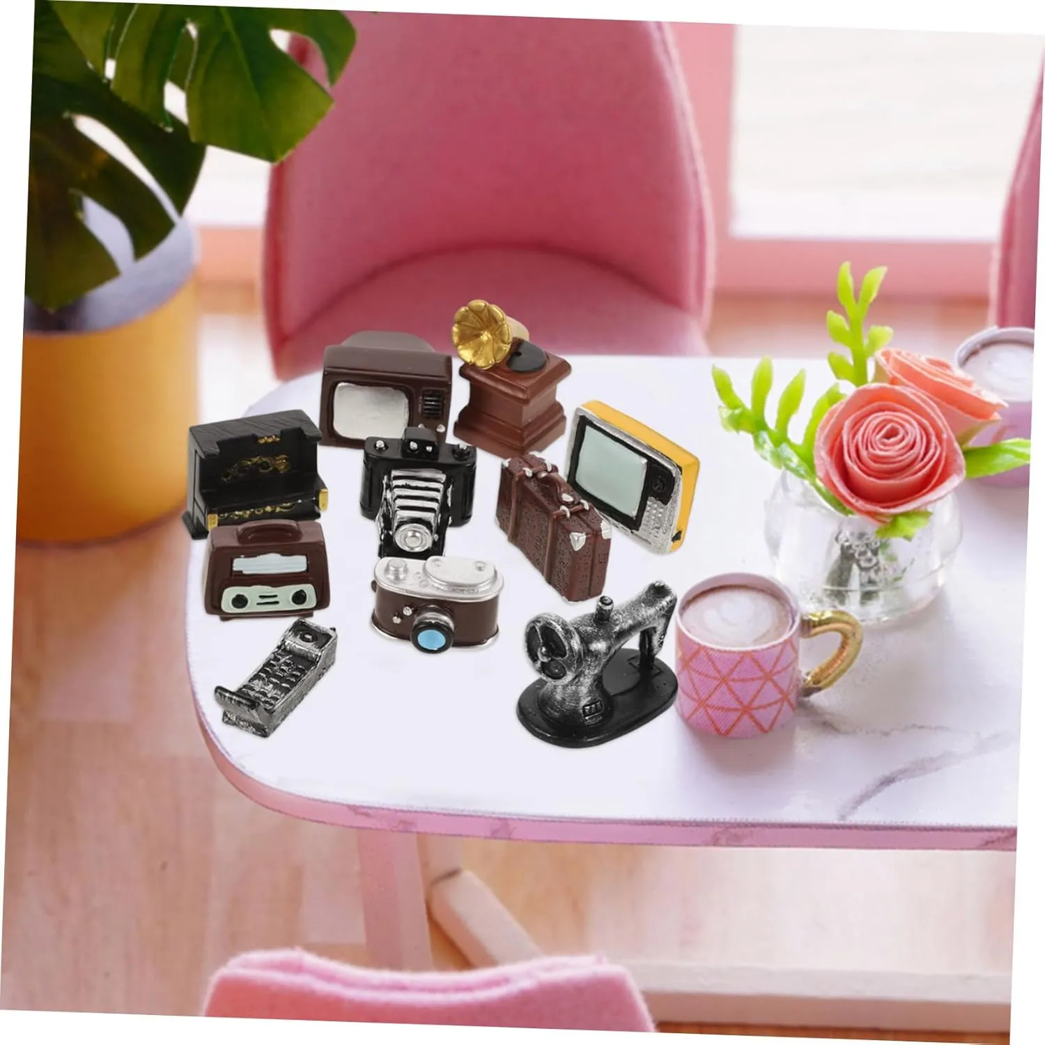 Projects and Collecting Wakauto 2sets theoretical aircraft stake abundant Miniature Home Appliances and Doll Furniture Retro Style Accessories for DIY Mini House Decor for Creative 