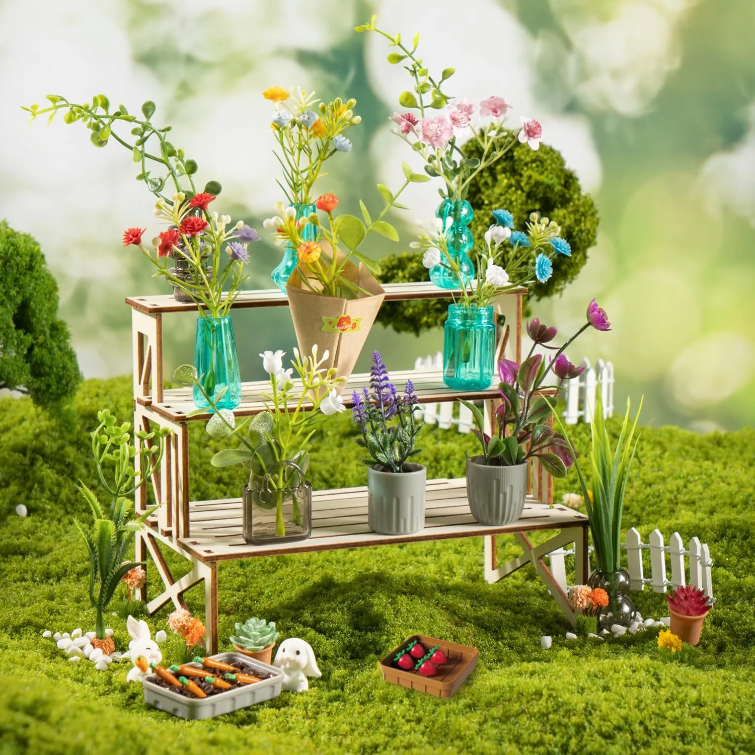 proof resemblance Succulent, Garden, Farm, Wooden Stand for Display, Collectors, Toy Gift, 6 , 70 Pcs Make It Miniature Botanicals Collectibles Playset, Paper Flower Bouquet DIY Crafts, Mini Plants, Bonsai, Potted, 