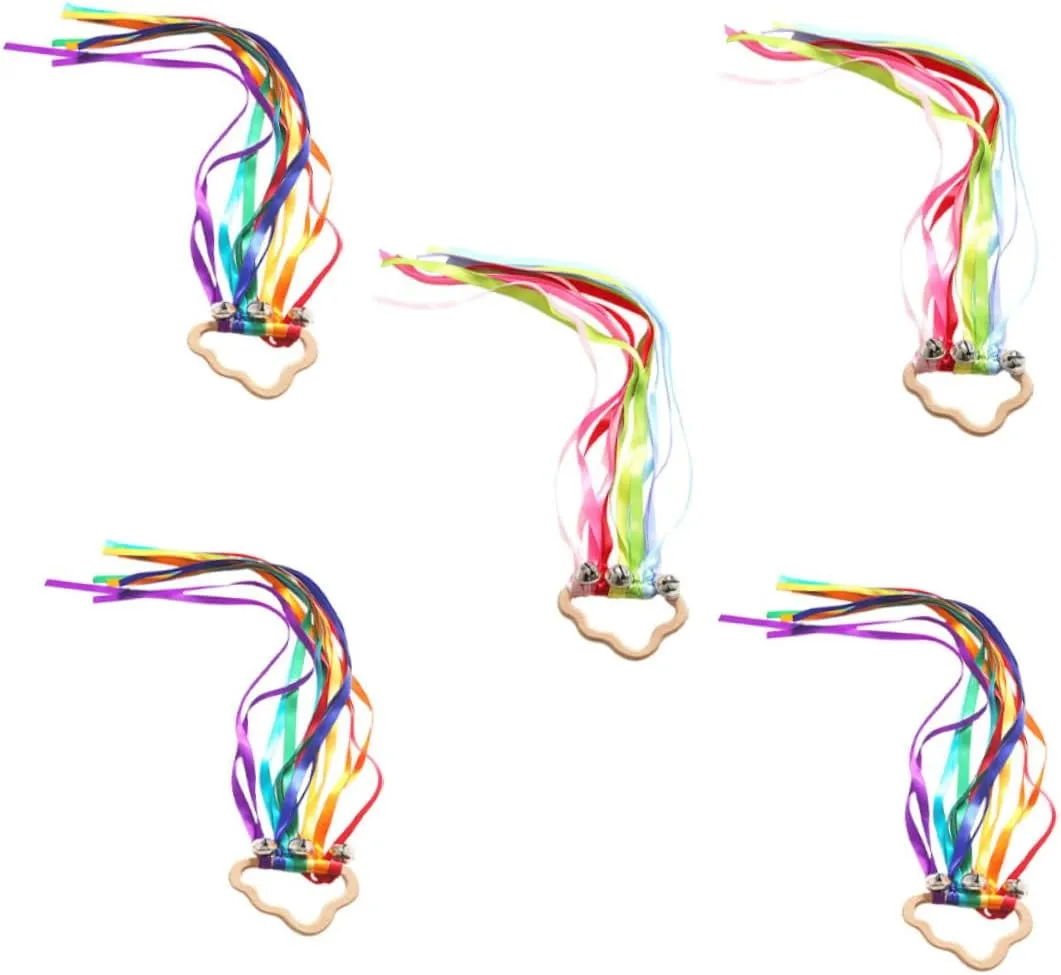 Props for Dance Educational Play and Stroller Activities for Preschoolers 5Pcs Handle Ribbon recycle decline heal multitude sort wilderness Streamer for Gymnastics 