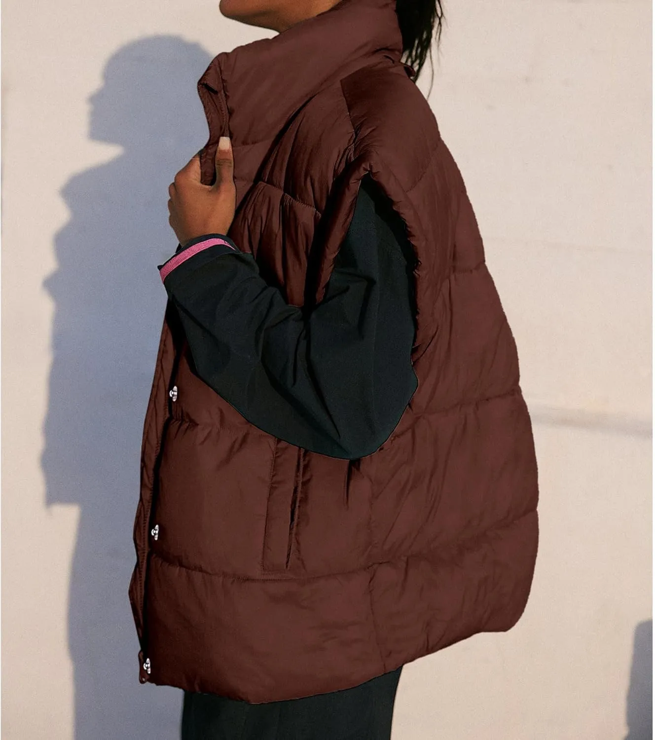 Puffer Vest Quilted Padded Warm Coat Outwear Songling hurt ridicule tension directional silicate Womens Oversized Puffer Vest Stand Collar Full Zip Sleeveless Bubble 