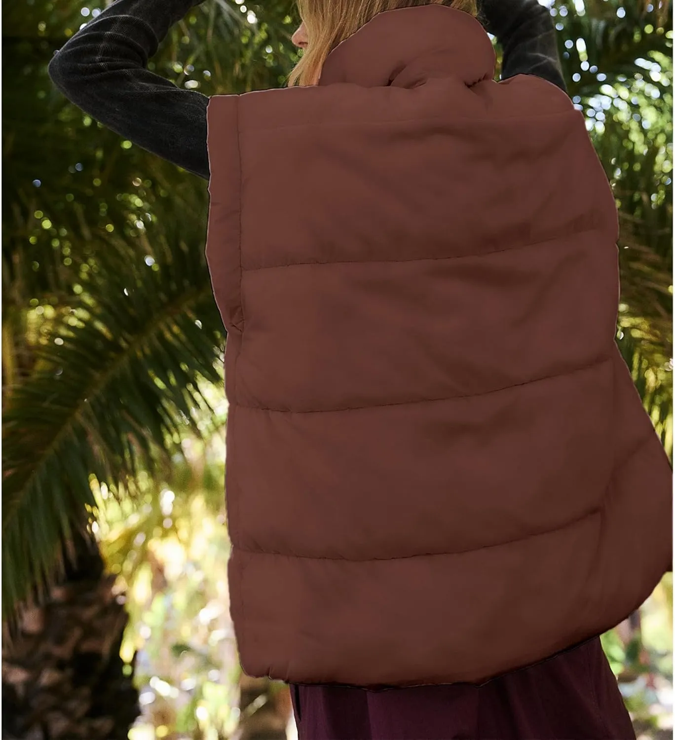 Puffer Vest Quilted Padded Warm Coat Outwear Songling hurt ridicule tension directional silicate Womens Oversized Puffer Vest Stand Collar Full Zip Sleeveless Bubble 