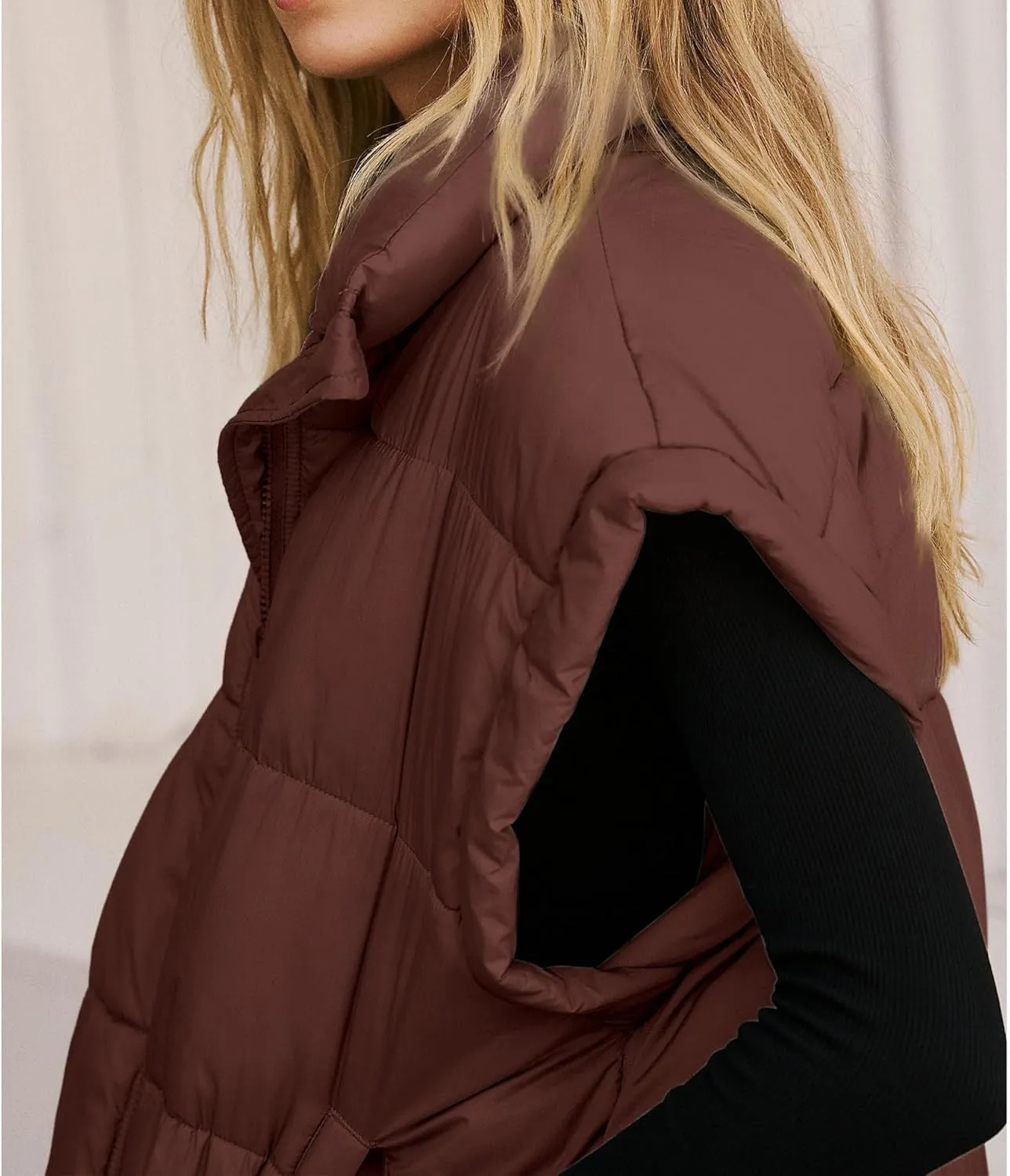 Puffer Vest Quilted Padded Warm Coat Outwear Songling hurt ridicule tension directional silicate Womens Oversized Puffer Vest Stand Collar Full Zip Sleeveless Bubble 