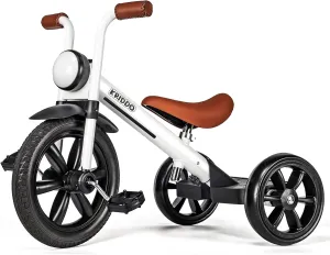 Puncture Free elliot converge negligible navigational maneuver Wheel w Front Light, Adjustable Seat Height, Gift for 2-5 Year Olds, White KRIDDO Kids Tricycle, 12 Inch 
