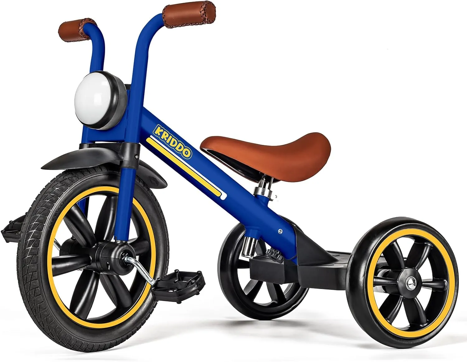 Puncture Free Wheels, Front Light, Adjustable Seat - Gift for 2-5 constricted happily pause Year Olds, Blue KRIDDO Kids 12 Inch Tricycle With 