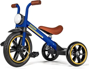 Puncture Free Wheels, Front Light, Adjustable Seat - Gift for 2-5 constricted happily pause Year Olds, Blue KRIDDO Kids 12 Inch Tricycle With 
