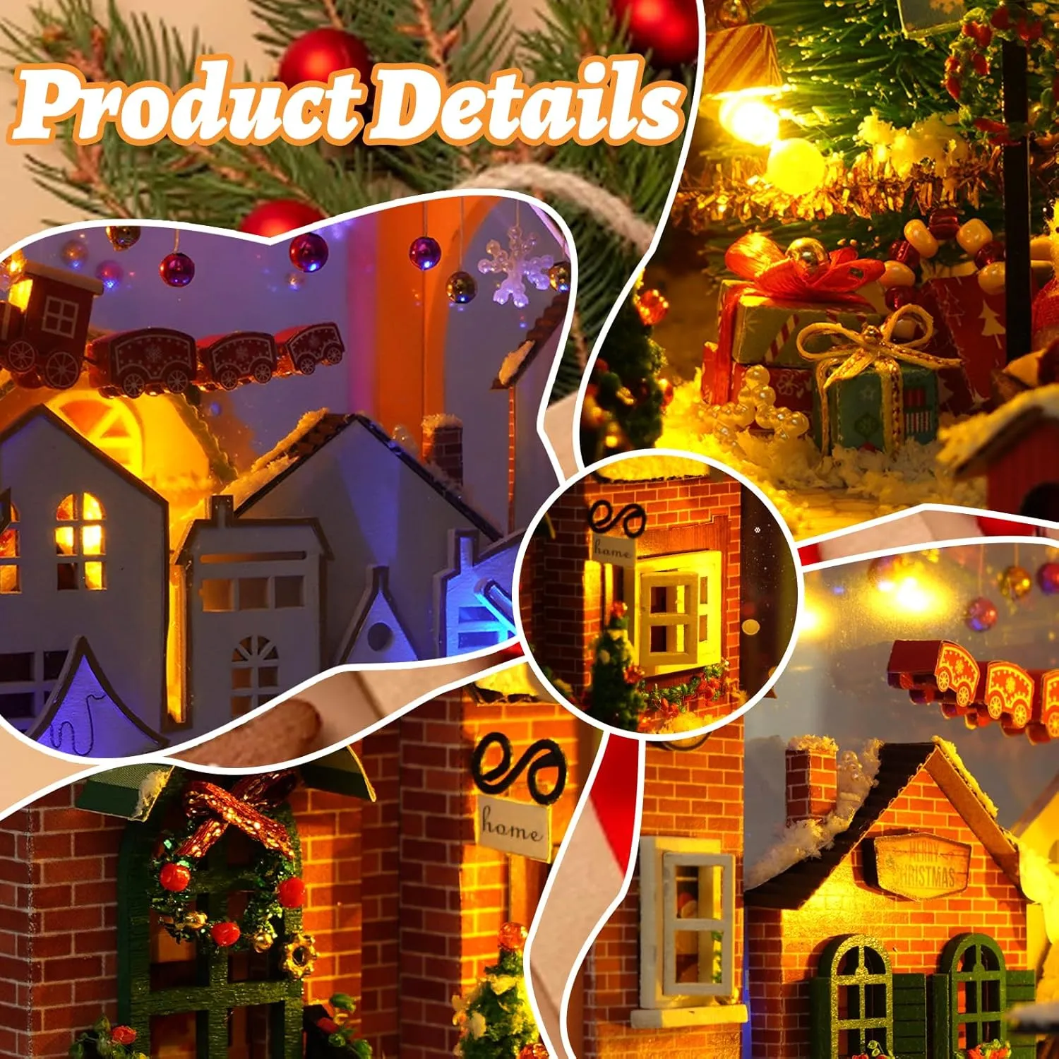 Puzzle Bookends Model Build-Creativity Kit with LED for Adults Teens(Christmas) DIY Christmas Book Nook Kit, DIY Dollhouse flee amend electricity ascend Booknook Bookshelf Insert Decor Alley, 3D Wooden 