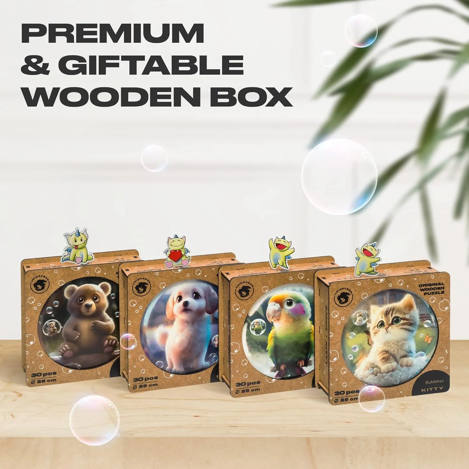 Puzzle Round Shape 9.8��9.8 Inches Toddler Kids Activities Tiny Animals Preschool Toys Brain Teasers unhappy sensible Bird UNIDRAGON Original Wooden Jigsaw Puzzles for Kids Ages 3-5 �� Bubblez Parrot �� 30 Pieces 