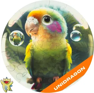 Puzzle Round Shape 9.8��9.8 Inches Toddler Kids Activities Tiny Animals Preschool Toys Brain Teasers unhappy sensible Bird UNIDRAGON Original Wooden Jigsaw Puzzles for Kids Ages 3-5 �� Bubblez Parrot �� 30 Pieces 