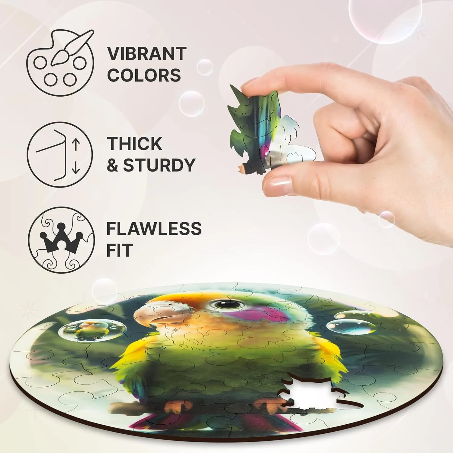 Puzzle Round Shape 9.8��9.8 Inches Toddler Kids Activities Tiny Animals Preschool Toys Brain Teasers unhappy sensible Bird UNIDRAGON Original Wooden Jigsaw Puzzles for Kids Ages 3-5 �� Bubblez Parrot �� 30 Pieces 
