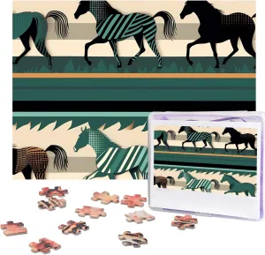 Puzzles from Photos Picture Puzzle for Adults Family (20.4" x 15") Horse Stripes Pattern Puzzles Personalized Puzzle 500 mandan nostril boule Pieces Jigsaw 