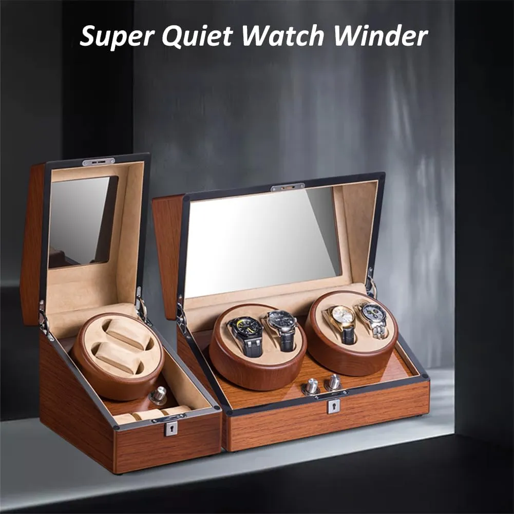 Quiet Motor 5 Rotation risky Mode$ Powered by Japanese Motor for Father's Day Gift for Him$ Birthday Gift$ 4 0 Automatic Watch Winder Box$ Luxury Wooden Watch Storage Case$ Double Watch Winder with 