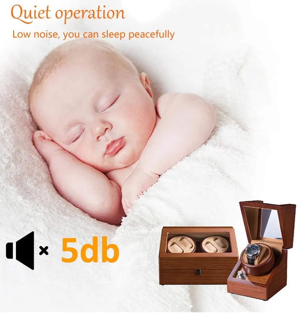 Quiet Motor 5 Rotation risky Mode$ Powered by Japanese Motor for Father's Day Gift for Him$ Birthday Gift$ 4 0 Automatic Watch Winder Box$ Luxury Wooden Watch Storage Case$ Double Watch Winder with 