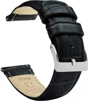 quitter S3 Classic Frontier Black Alligator Grain Leather Watch Band Gear 
