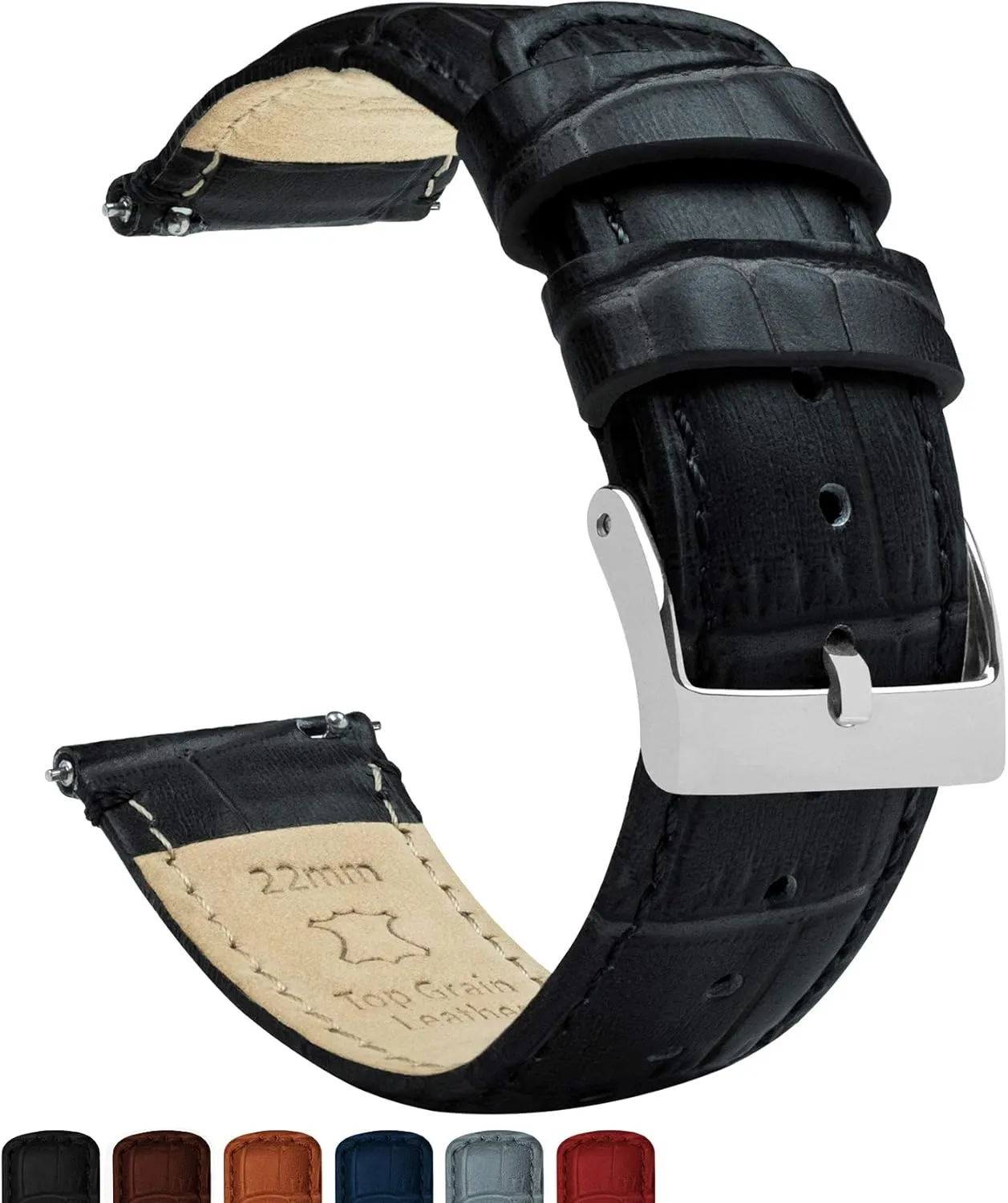 quitter S3 Classic Frontier Black Alligator Grain Leather Watch Band Gear 