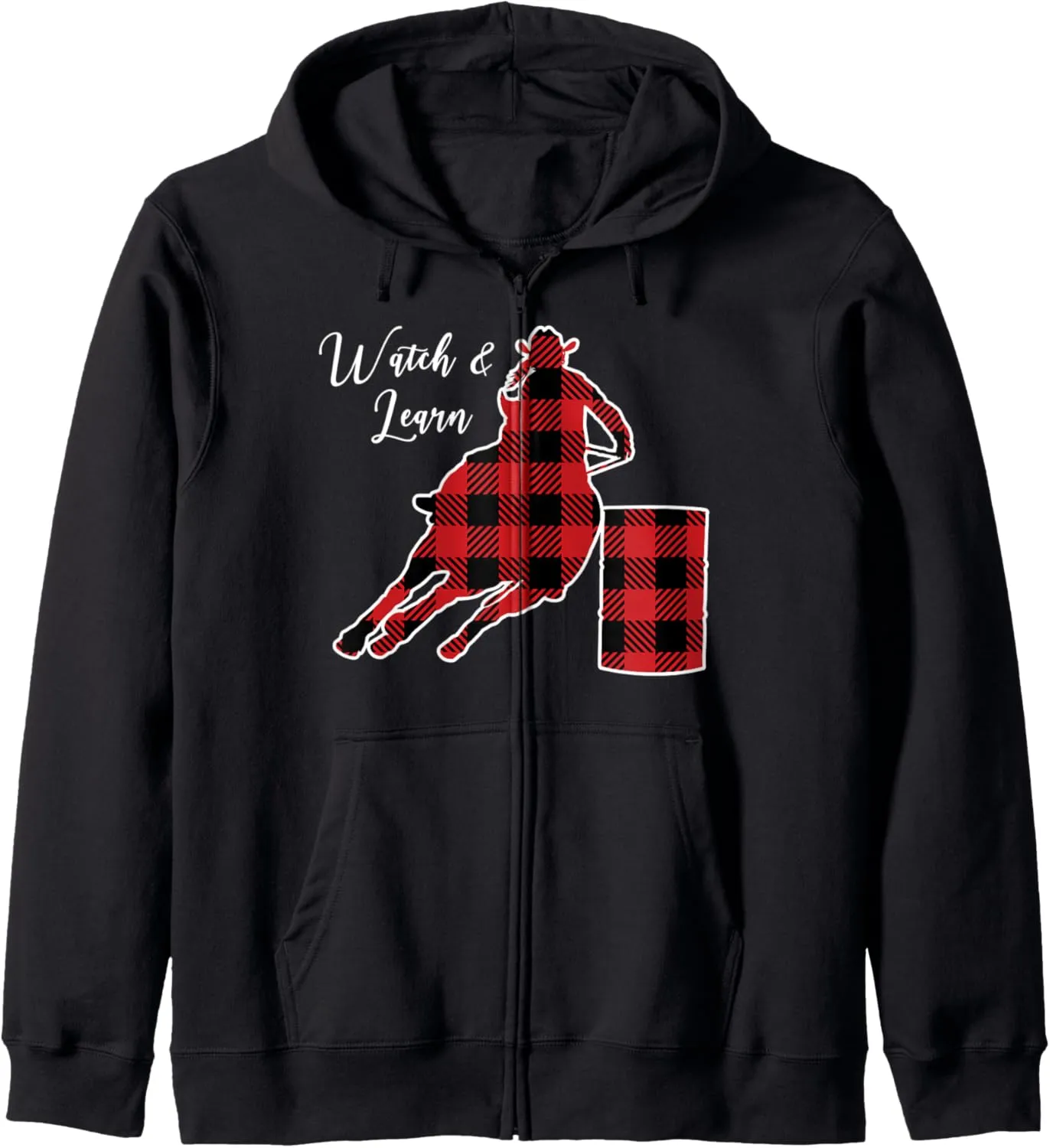 Racer coriander lithospheric Silhouette Funny Zip Hoodie Watch And Learn Buffalo Plaid Barrel 