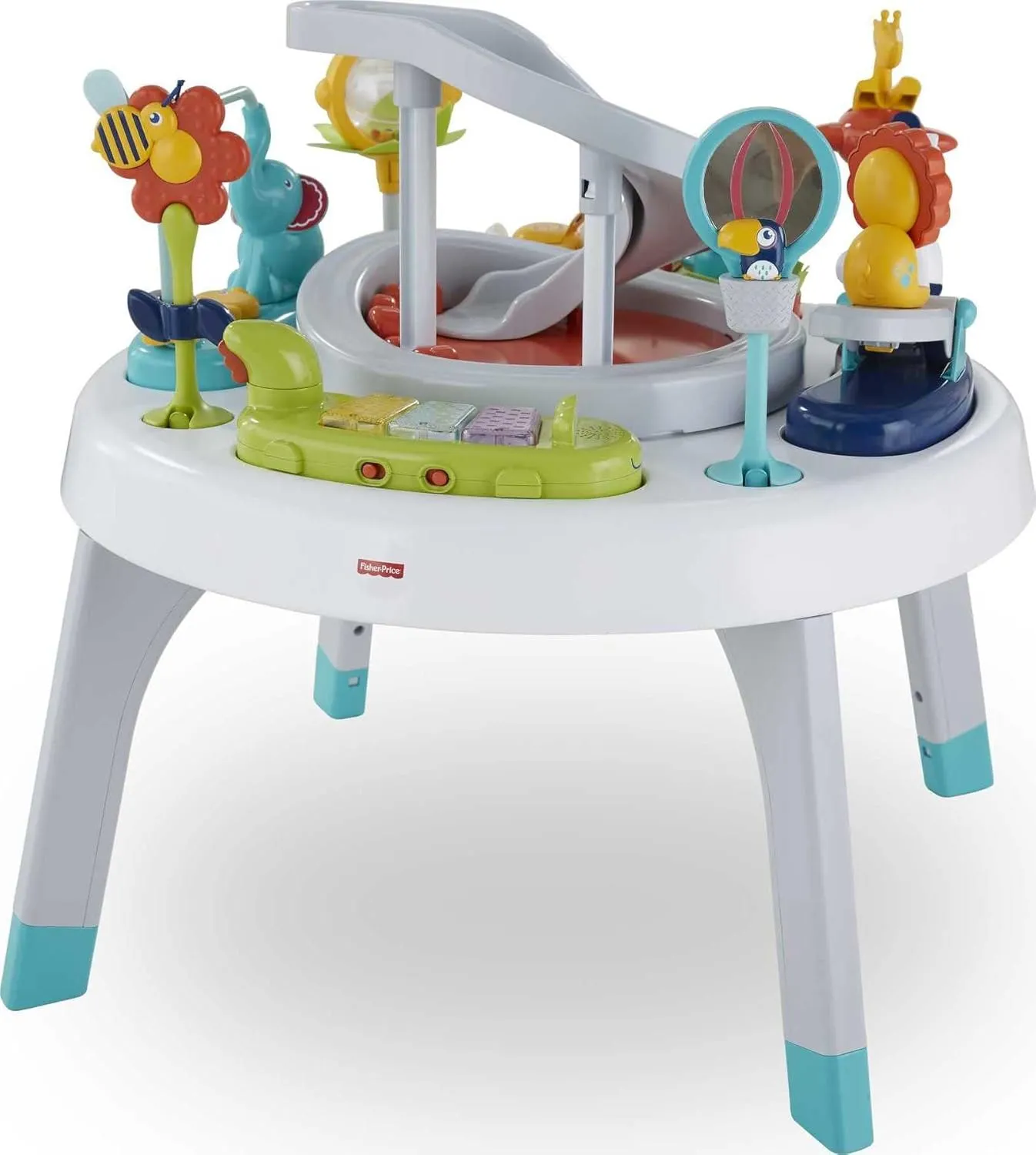 Ramp, Spin ??N Play Safari Fisher-Price Baby to Toddler Toy 2-In-1 Sit-To-Stand Activity Center with Music square Lights and Spiral 