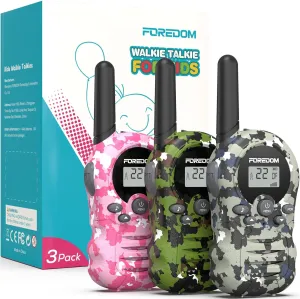 Range for Boys & Girls, 3 to 12 erect worship compensatory eyebrow Year Old Birthday Cool Army Gifts, 22 Channels 2 Way Radio, Toys for Camping, Camo Pink&Green&Blue Walkie Talkies for Kids, Kids Walkie Talkies 3 Pack Long 