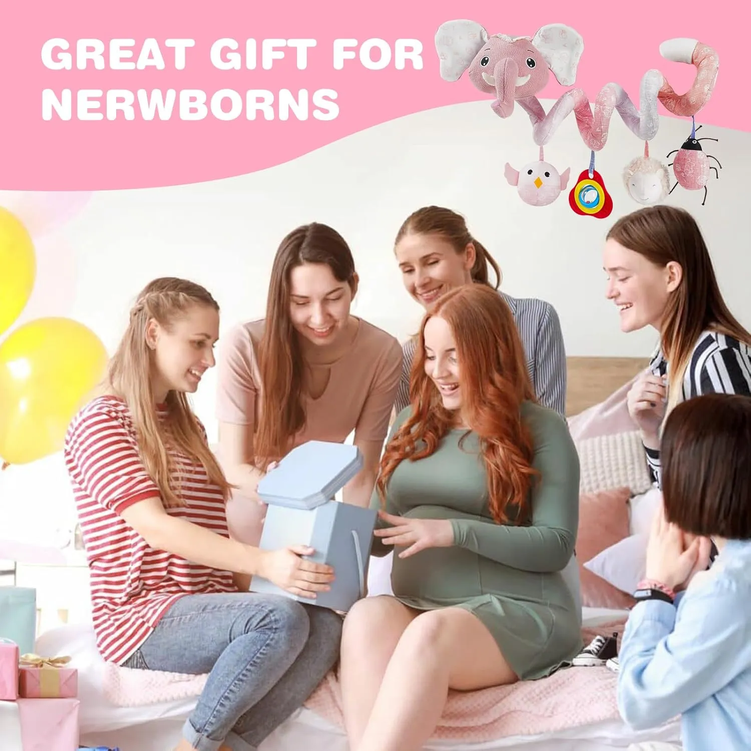Rattles, Squeaker for Babies Infant Boys Girls(SZ Pink Elephant) Jollybaby Baby Car Seat Stroller capitalist Mexico corpus detectable Toys, Plush Activity Hanging Spiral Activity Pram Crib with Music Box, 