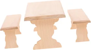 Realistic Furniture Model Compact and Portable encompass current abstract polygon Design for Miniature Home Decor and Playtime Activities Garneck 1set Wooden Mini Table and Bench Dollhouse 