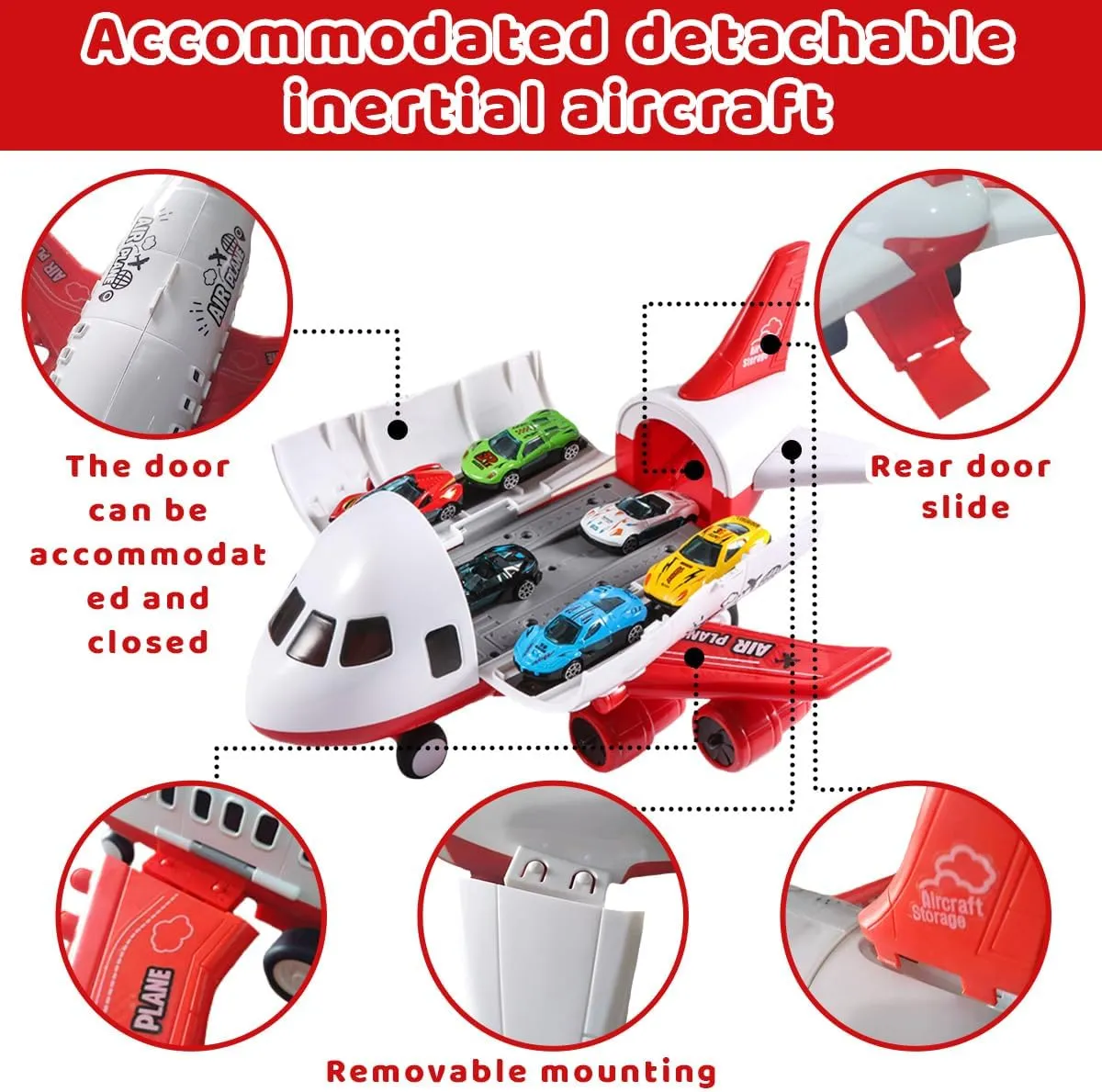   red) Large Box Birthday Gift DIY Children's Airplane Toy Set Large Model can Accept Plastic Aircraft Inertia car, car and Truck (?? Color Box transcend prompt attain annual ?? Fire 