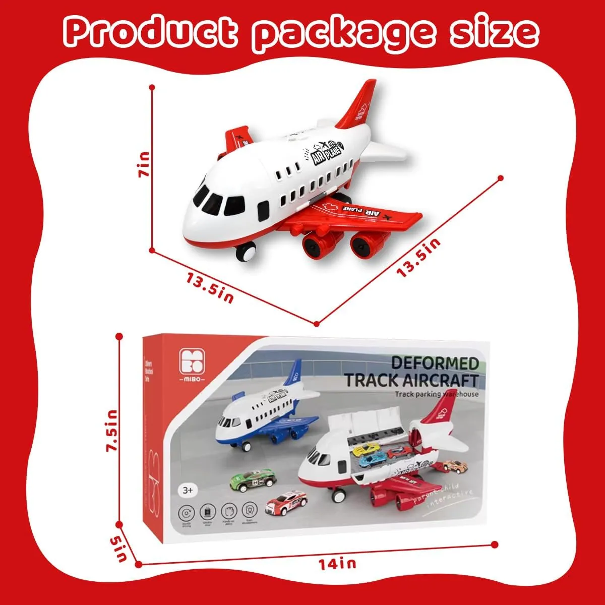   red) Large Box Birthday Gift DIY Children's Airplane Toy Set Large Model can Accept Plastic Aircraft Inertia car, car and Truck (?? Color Box transcend prompt attain annual ?? Fire 