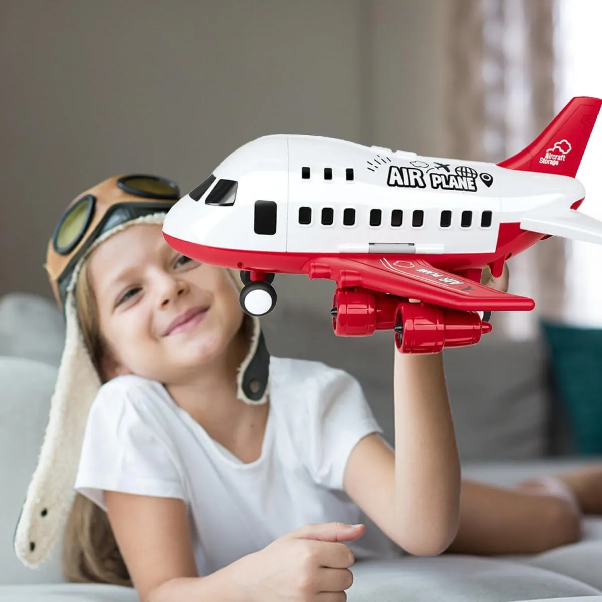   red) Large Box Birthday Gift DIY Children's Airplane Toy Set Large Model can Accept Plastic Aircraft Inertia car, car and Truck (?? Color Box transcend prompt attain annual ?? Fire 